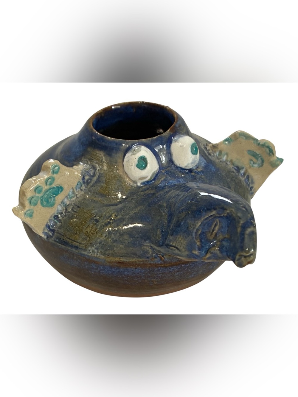 POTTERY SCULPTURE ORNAMENT CHANGE DISH JAR PLANTER FOLK ART HANDMADE